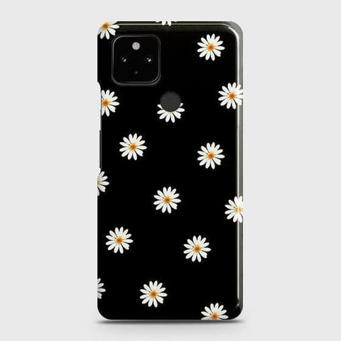 Google Pixel 5 Cover - Matte Finish - White Bloom Flowers with Black Background Printed Hard Case with Life Time Colors Guarantee