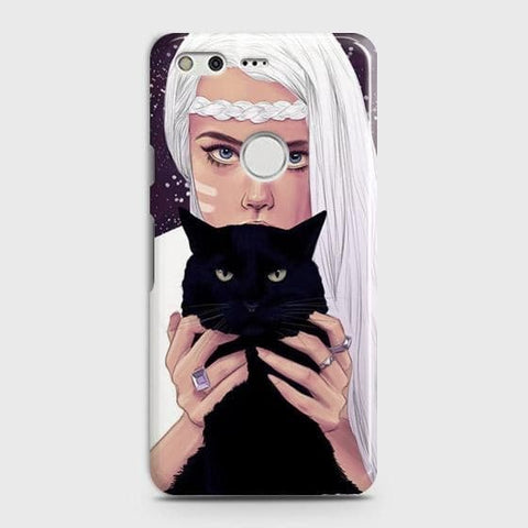 Google Pixel XL Cover - Trendy Wild Black Cat Printed Hard Case with Life Time Colors Guarantee