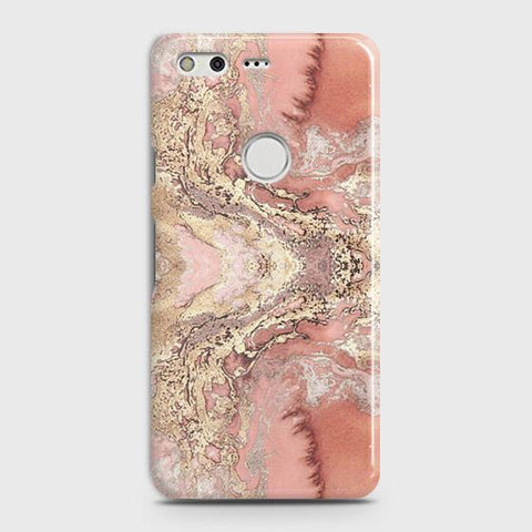Google Pixel XL Cover - Trendy Chic Rose Gold Marble Printed Hard Case with Life Time Colors Guarantee