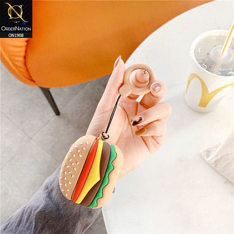 Apple Airpods 3rd Gen 2021 - Multi - New Trending Cute Ruberized Soft Burger Airpods Case