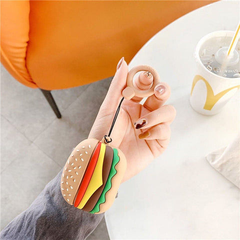 Cute Ruberized Soft Burger Airpods Case For Apple Airpods Pro