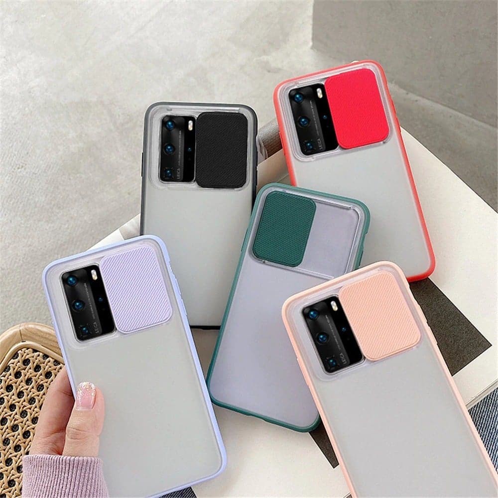 Translucent Matte Shockproof Camera Slide Protection Case For Infinix Hot 8, Hot 8 lite, Hot 9, Hot 9 play, Techno Spark 4, Huawei Y6p