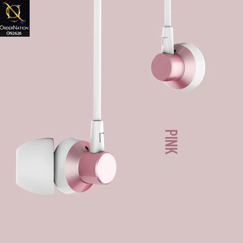 Pink - Remax Rm-512 Wired In-Ear Handfree With Mic 3.5mm Audio Stereo
