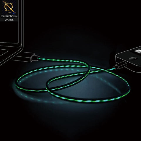 Green - 1 Meter - Floating LED Light Sync Cable USB & Charging Lightning Cable