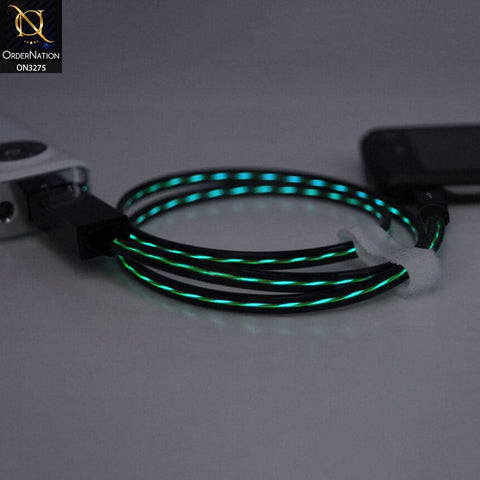 Green - 1 Meter - Floating LED Light Sync Cable USB & Charging Lightning Cable