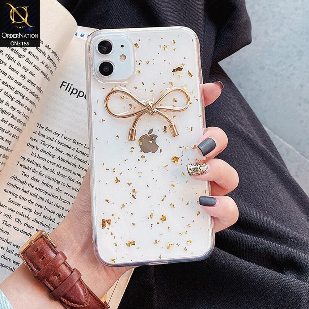 iPhone 12 Cover - Cute Bow Glitter Shinning Foil Transparent Case