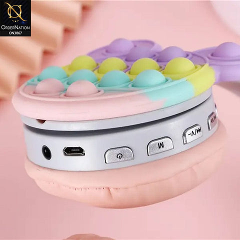 KT-58A Cosplay Party Toy Gift Wireless Earbuds Push It Bubble Cute Cat Ear Wireless Earphone LED Cat Ear Kids Bear Headphones -  Gray And Pink