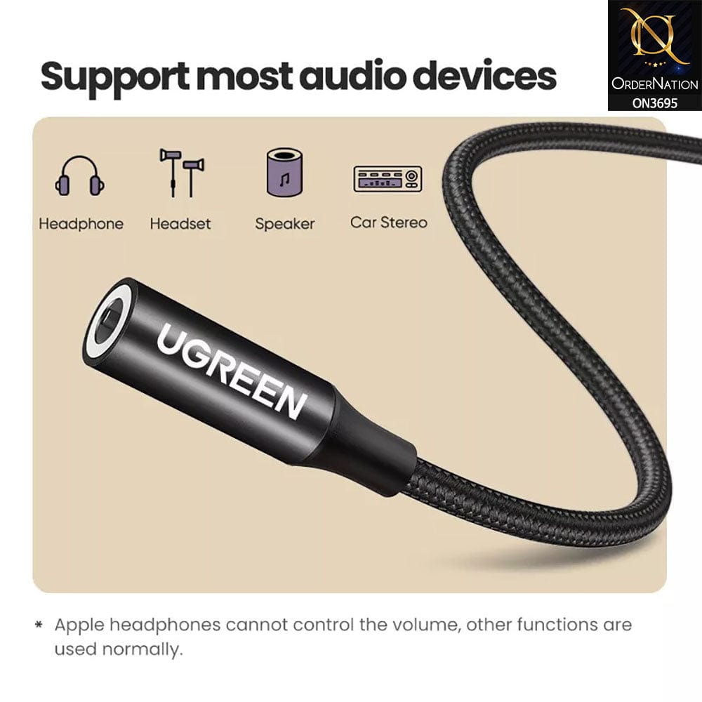 Black - Ugreen Type c to 3.5mm Headphone jack 3.5 AUX USB C Cable Audio USB C Adapter