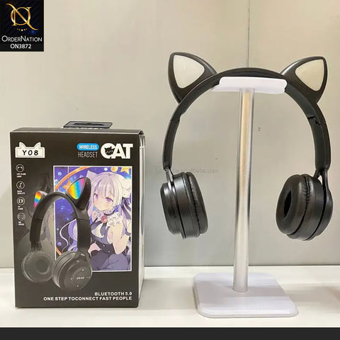 Y08 Wireless Bluetooth Hifi Stereo Over Ear Headphone Headset With Microphone - Black