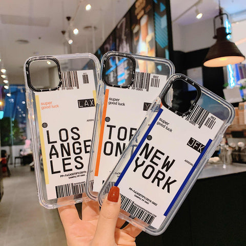 Trendy City Travel Plane Strip Lable Bar Code Style Soft Case For Oppo, Vivo, Redmi, Huawei Phone Models