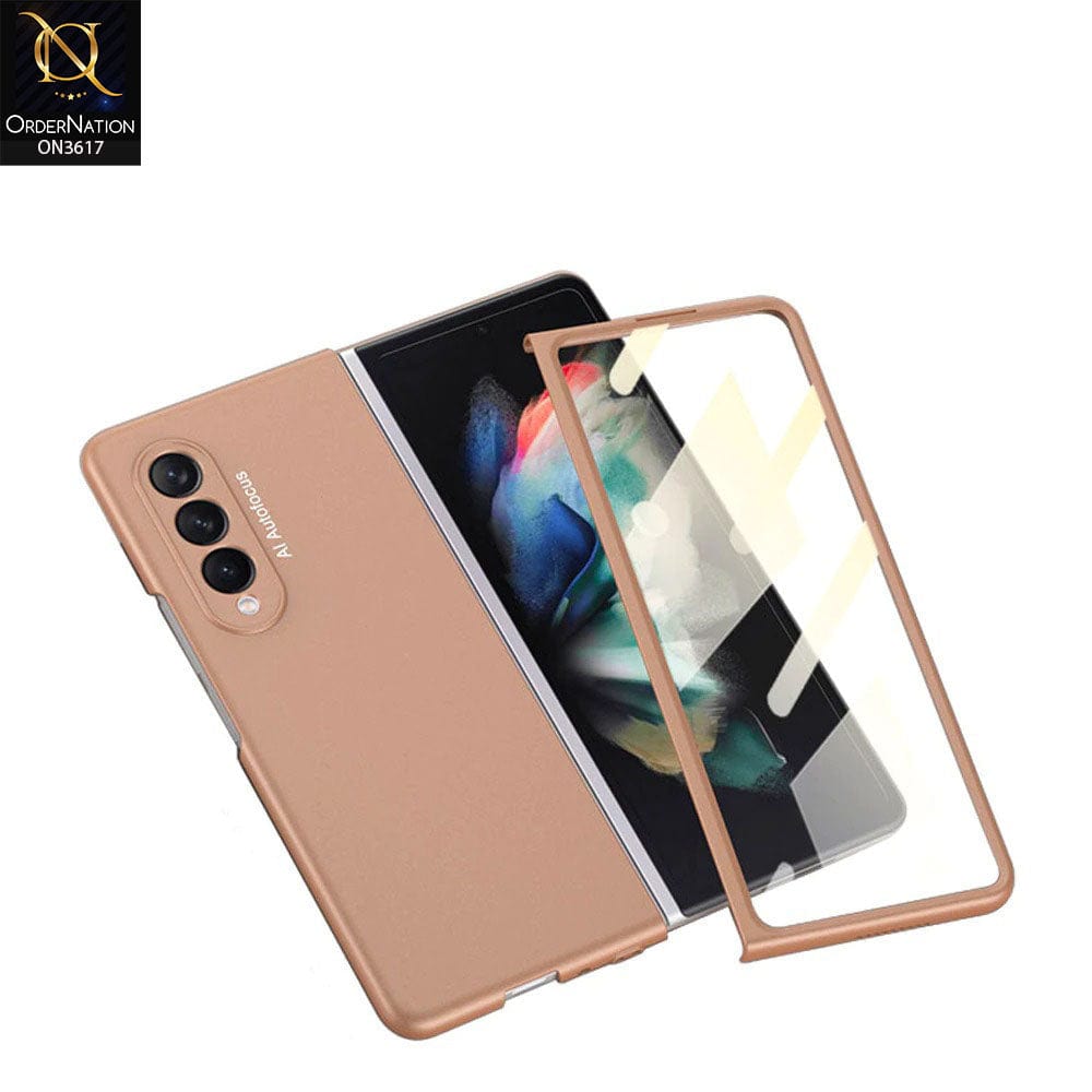 Samsung Galaxy Z Fold 4 5G Cover - Rose Gold - 360 Full Screen Protection Tempered Glass Hard Case PC Matte Cover