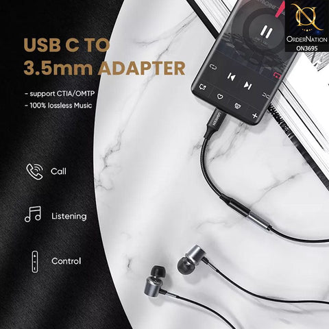 Black - Ugreen Type c to 3.5mm Headphone jack 3.5 AUX USB C Cable Audio USB C Adapter