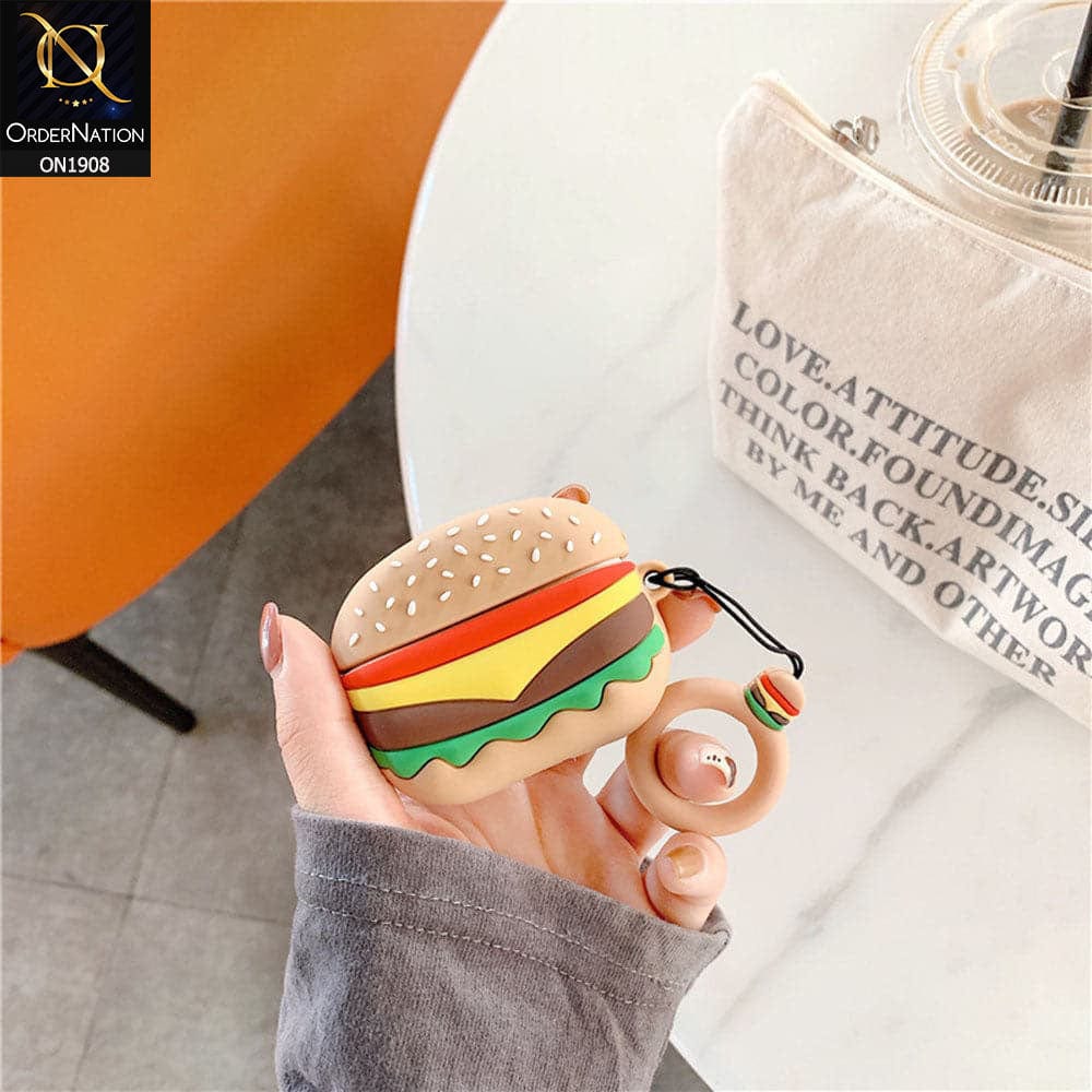 Apple Airpods 3rd Gen 2021 - Multi - New Trending Cute Ruberized Soft Burger Airpods Case