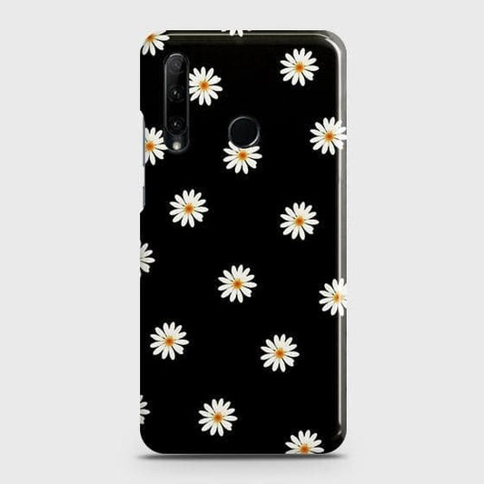 Honor 10i Cover - Matte Finish - White Bloom Flowers with Black Background Printed Hard Case with Life Time Colors Guarantee