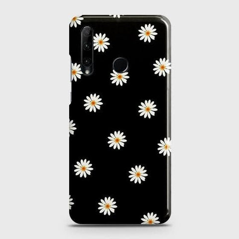 Honor 10i Cover - Matte Finish - White Bloom Flowers with Black Background Printed Hard Case with Life Time Colors Guarantee