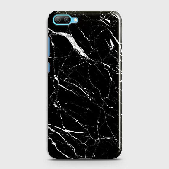 Huawei Honor 10 Cover - Trendy Black Marble Printed Hard Case with Life Time Colors Guarantee