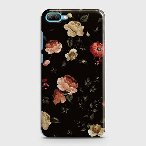 Huawei Honor 10 Cover - Matte Finish - Dark Rose Vintage Flowers Printed Hard Case with Life Time Colors Guarantee