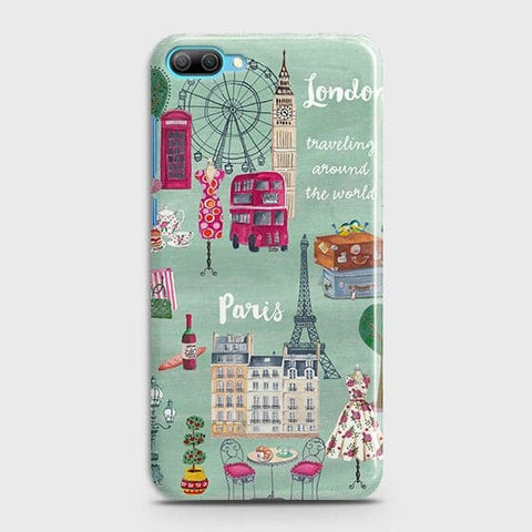 Huawei Honor 10 Cover - Matte Finish - London, Paris, New York ModernPrinted Hard Case with Life Time Colors Guarantee