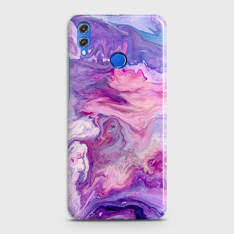 Huawei Honor 8C Cover - Chic Blue Liquid Marble Printed Hard Case with Life Time Colors Guarantee