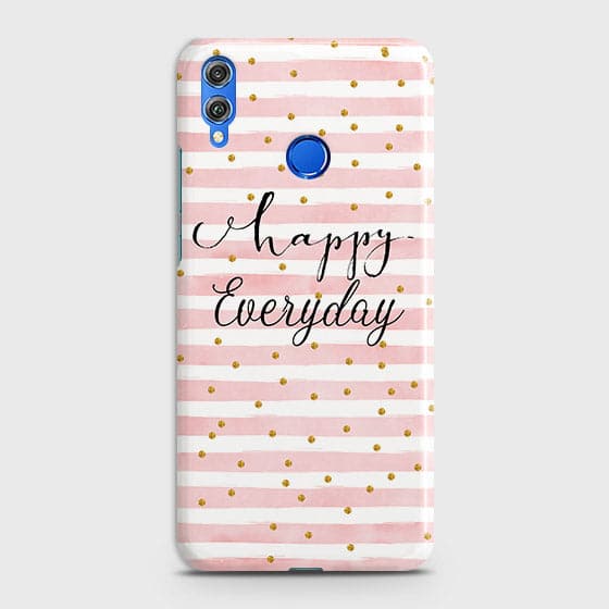 Huawei Honor 8C Cover - Trendy Happy Everyday Printed Hard Case with Life Time Colors Guarantee