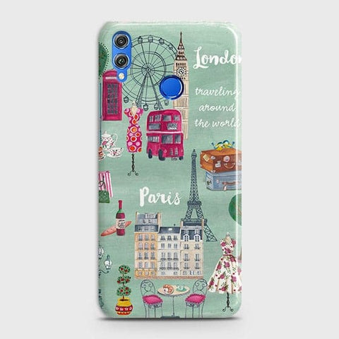 Huawei Honor 8C Cover - Matte Finish - London, Paris, New York ModernPrinted Hard Case with Life Time Colors Guarantee