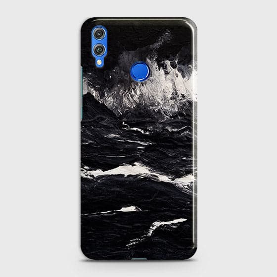Huawei Honor 8C Cover - Black Ocean Marble Trendy Printed Hard Case with Life Time Colors Guarantee