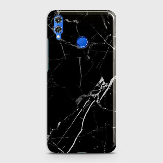 Huawei Honor 8C Cover - Black Modern Classic Marble Printed Hard Case with Life Time Colors Guarantee