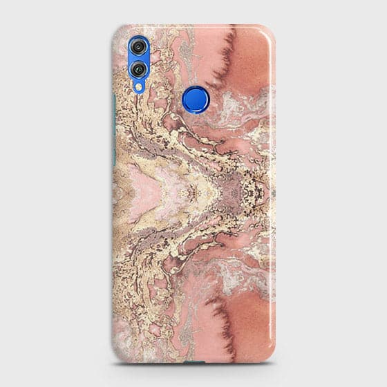 Huawei Honor 8X Cover - Trendy Chic Rose Gold Marble Printed Hard Case with Life Time Colors Guarantee