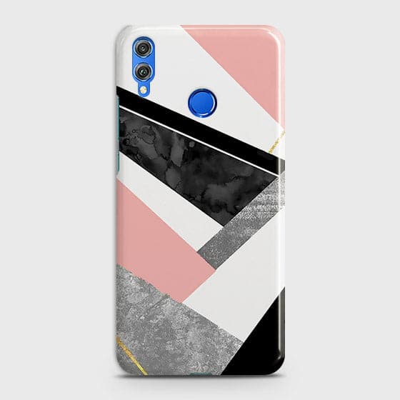 Huawei Honor 8X Cover - Matte Finish - Geometric Luxe Marble Trendy Printed Hard Case with Life Time Colors Guarantee