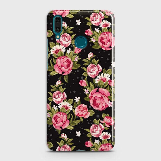 Huawei Honor Play Cover - Trendy Pink Rose Vintage Flowers Printed Hard Case with Life Time Colors Guarantee