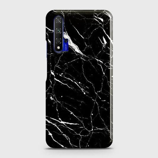 Honor 20 Cover - Trendy Black Marble Printed Hard Case with Life Time Colors Guarantee