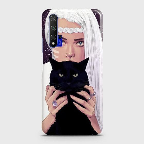 Honor 20 Cover - Trendy Wild Black Cat Printed Hard Case with Life Time Colors Guarantee