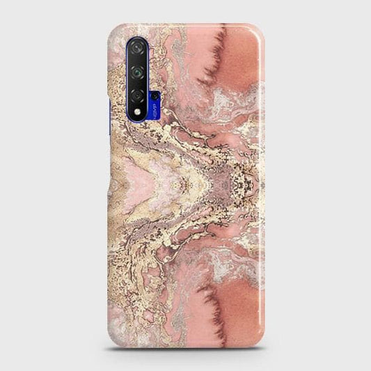Honor 20 Cover - Trendy Chic Rose Gold Marble Printed Hard Case with Life Time Colors Guarantee