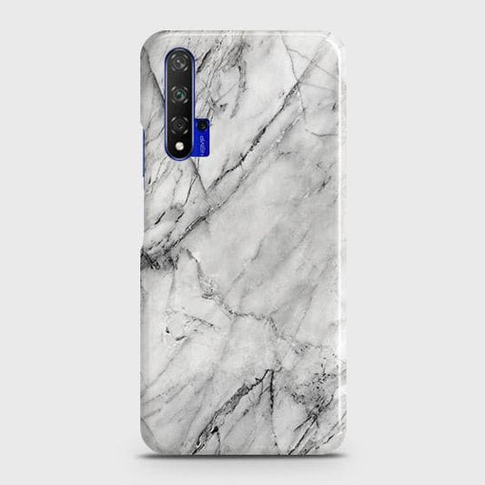 Honor 20 Cover - Matte Finish - Trendy White Floor Marble Printed Hard Case with Life Time Colors Guarantee - D2