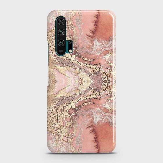 Honor 20 Pro Cover - Trendy Chic Rose Gold Marble Printed Hard Case with Life Time Colors Guarantee