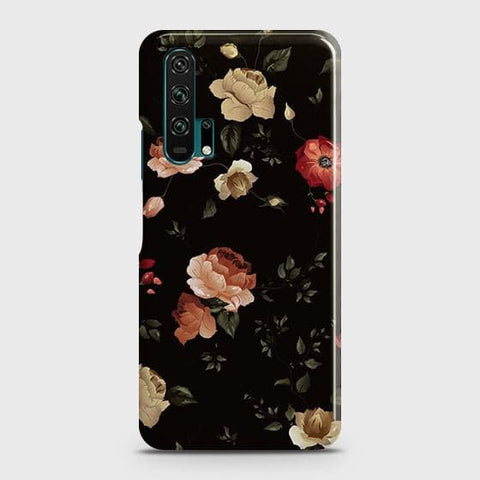 Honor 20 Pro Cover - Matte Finish - Dark Rose Vintage Flowers Printed Hard Case with Life Time Colors Guarantee