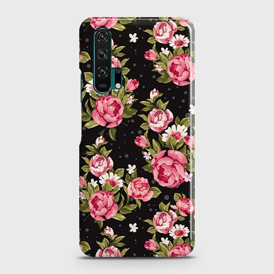 Honor 20 Pro Cover - Trendy Pink Rose Vintage Flowers Printed Hard Case with Life Time Colors Guarantee
