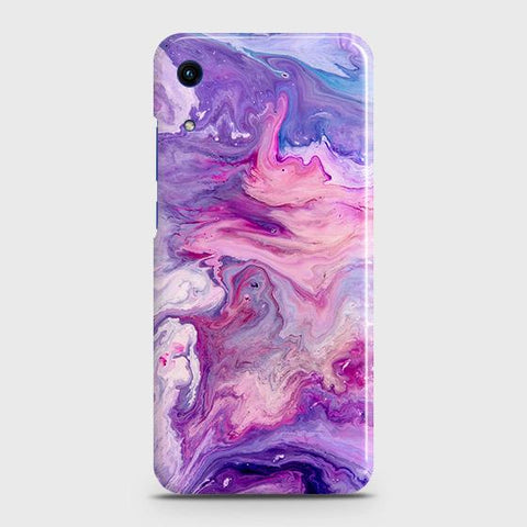 Honor 8A Without Sensor Cut Cover - Chic Blue Liquid Marble Printed Hard Case with Life Time Colors Guarantee