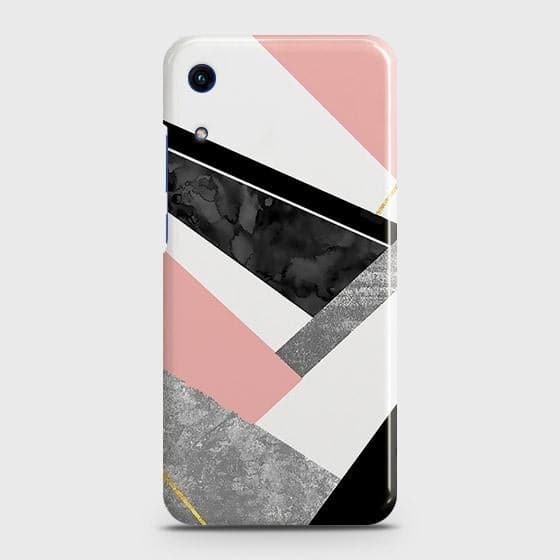 Honor 8A Without Sensor Cut Cover - Matte Finish - Geometric Luxe Marble Trendy Printed Hard Case with Life Time Colors Guarantee