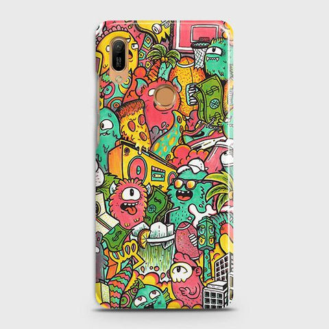 Honor 8A Pro Cover - Matte Finish - Candy Colors Trendy Sticker Collage Printed Hard Case with Life Time Colors Guarantee