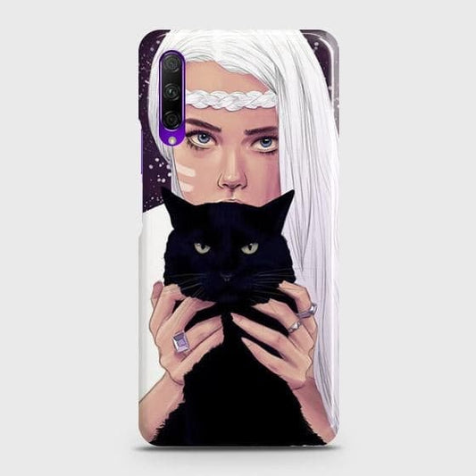 Honor 9X Cover - Trendy Wild Black Cat Printed Hard Case with Life Time Colors Guarantee