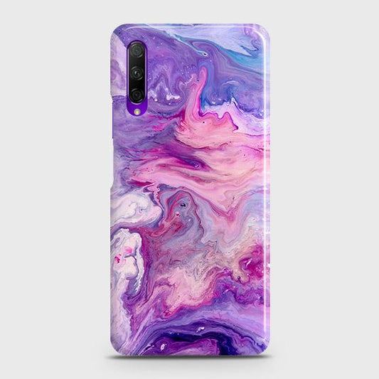 Honor 9XCover - Chic Blue Liquid Marble Printed Hard Case with Life Time Colors Guarantee