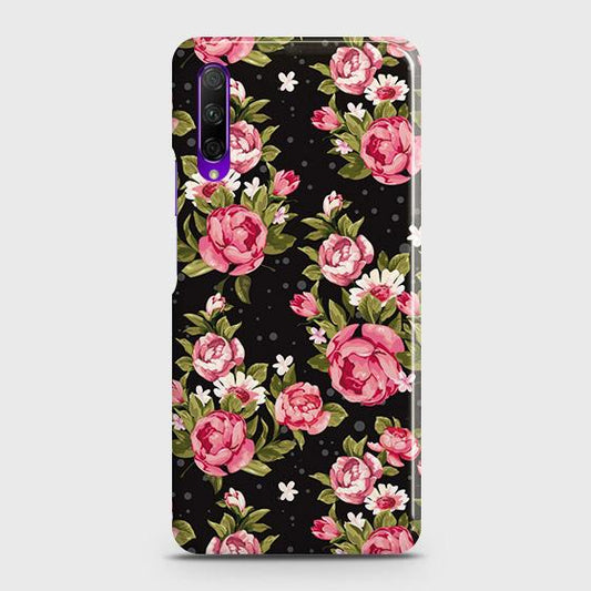 Honor 9X Cover - Trendy Pink Rose Vintage Flowers Printed Hard Case with Life Time Colors Guarantee