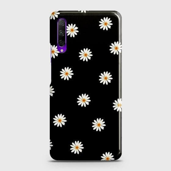 Honor 9X Cover - Matte Finish - White Bloom Flowers with Black Background Printed Hard Case with Life Time Colors Guarantee