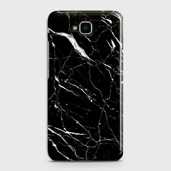 Huawei Y6 Pro 2015 Cover - Trendy Black Marble Printed Hard Case with Life Time Colors Guarantee
