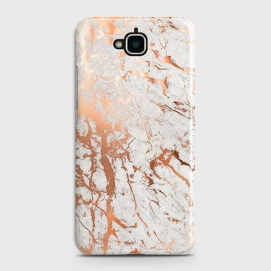 Huawei Y6 Pro 2015 Cover - In Chic Rose Gold Chrome Style Printed Hard Case with Life Time Colors Guarantee