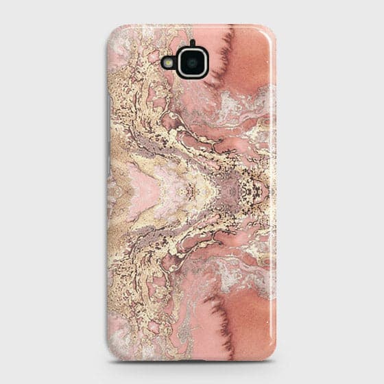 Huawei Y6 Pro 2015 Cover - Trendy Chic Rose Gold Marble Printed Hard Case with Life Time Colors Guarantee