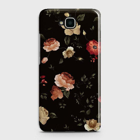 Huawei Y6 Pro 2015 Cover - Matte Finish - Dark Rose Vintage Flowers Printed Hard Case with Life Time Colors Guarantee
