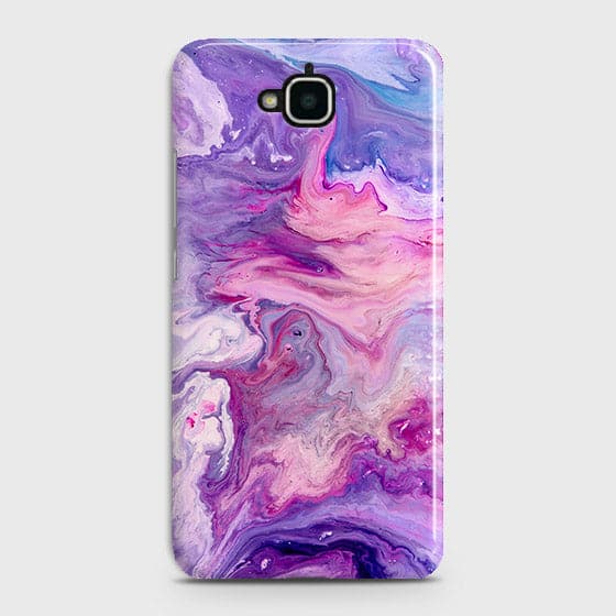 Huawei Y6 Pro 2015 Cover - Chic Blue Liquid Marble Printed Hard Case with Life Time Colors Guarantee