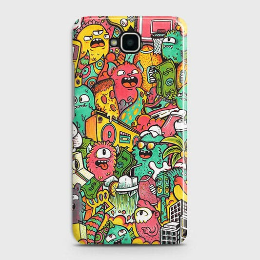 Huawei Y6 Pro Cover - Matte Finish - Candy Colors Trendy Sticker Collage Printed Hard Case with Life Time Colors Guarantee2015